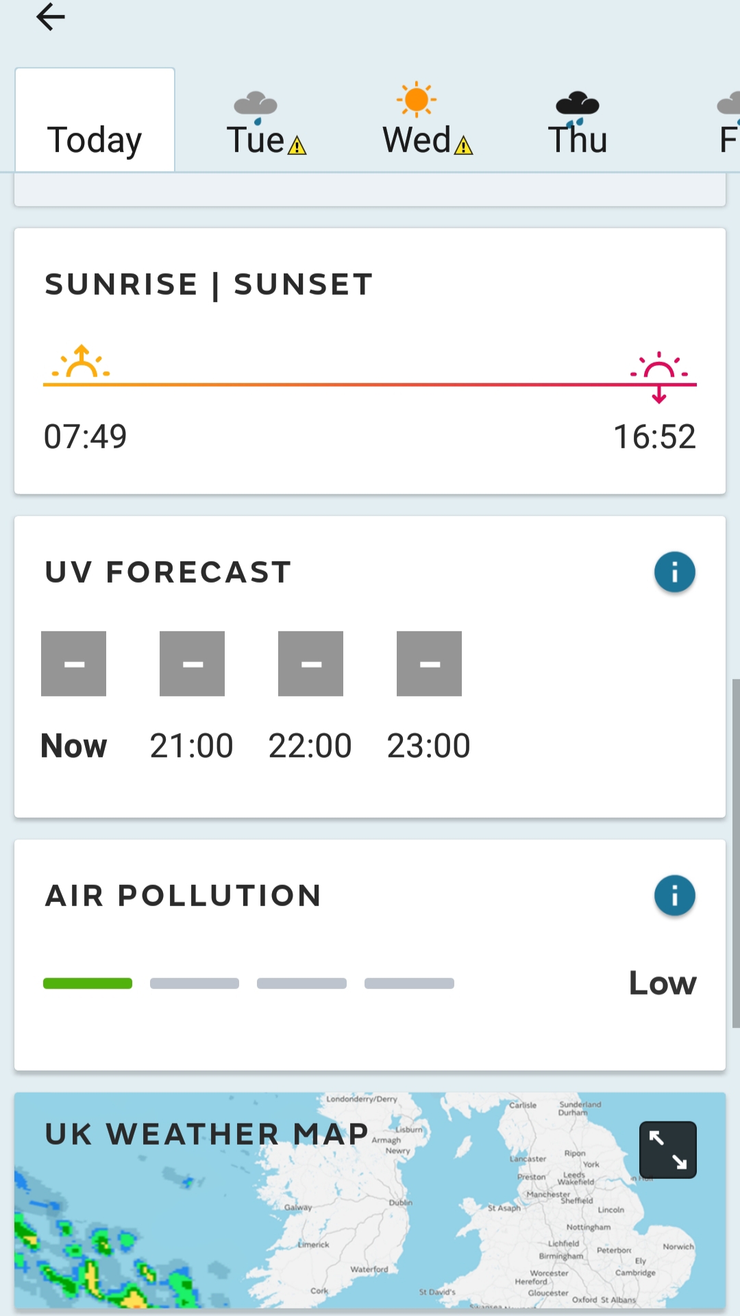 Met Office app screenshot three of three