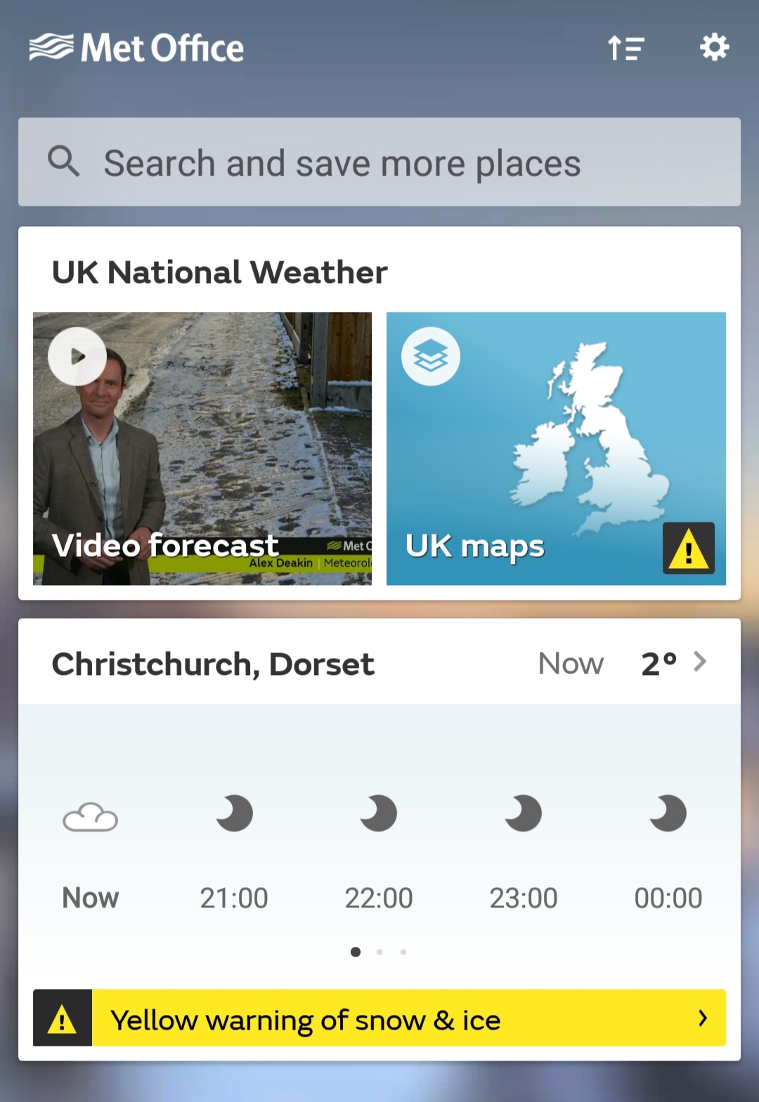 Met Office app screenshot one of three